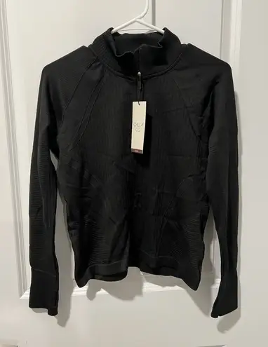 CALIA Women's Relaxed Seamless Long Sleeve 1/4 Zip Pure Black Size Small NWT
