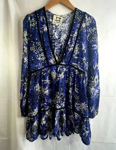 Jaase Moonlight Blue Jessie Short Floral Dress Size Small