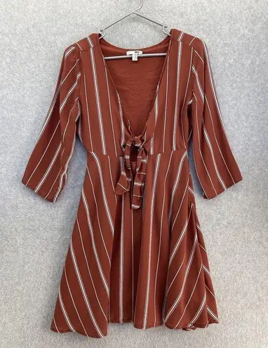 Amuse Society  Women's Dress Flared Cutout Front Striped Long Sleeve Size Small