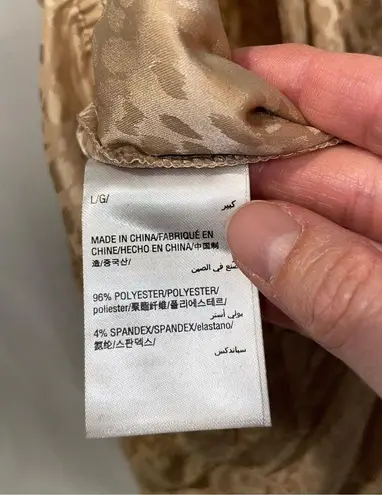 Light coffee leopard silky romper pajamas lingerie Inc intimates cozy pockets Tan Size L