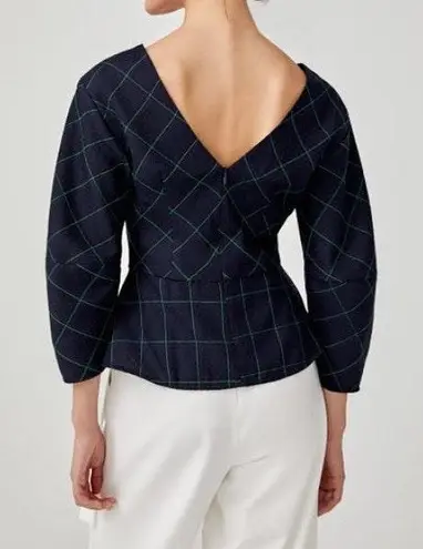 Balloon Sleeve Peplum Top Blue Size 4