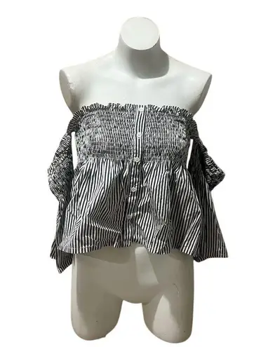 Faithfull the Brand Women's Off-Shoulder Striped Crop Top Size M