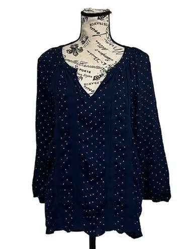 Emily Daniel’s Womens Blue Polka Dot Tunic Blouse Retro Rockabilly Pinup L Size L