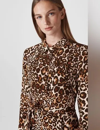 WHISTLE ANIMAL PRINT ESME DRESS SIZE 10 Brown