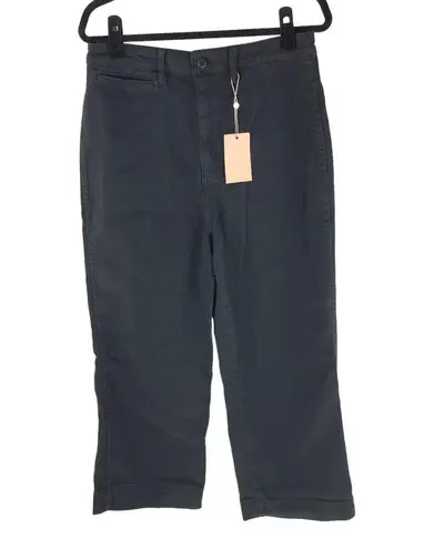 Quince Womens Organic Stretch Cotton Twill Wide-Leg Crop Pant Black 25