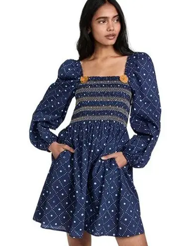 NWT Figue Peony puff sleeve smocked mini Dress sz L Size L