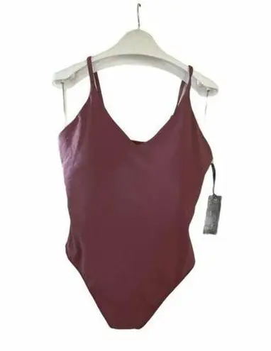 Velvet Rose swimsuit Pink Stretch V Neck Bikini Thong one piece New Sz medium