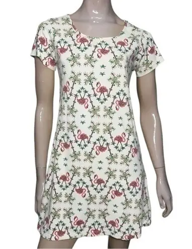 Govango Women’s S Cream Ivory Pink Flamingo Printed Short Sleeve T