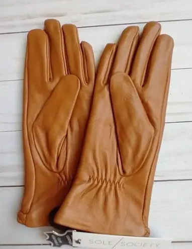 Sole Society Leather Gloves with Braided Trim NWT