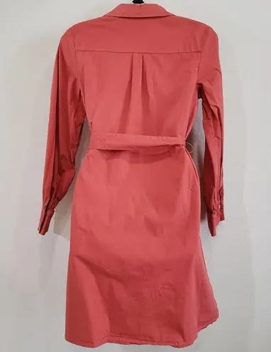 Amadi Notch Lapel Button Front Long Sleeve Belted Tie Waist Dress Trench Size XS