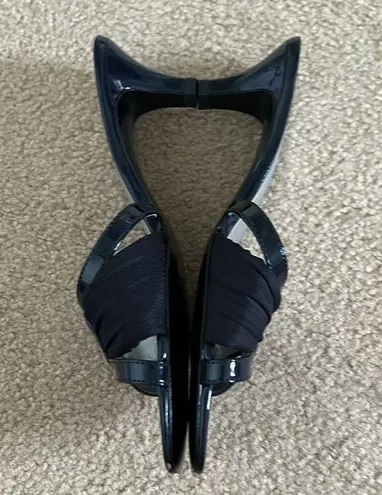 Mootsies Tootsies Navy Blue Fabric/Patent Leather Sandals sz 8.5