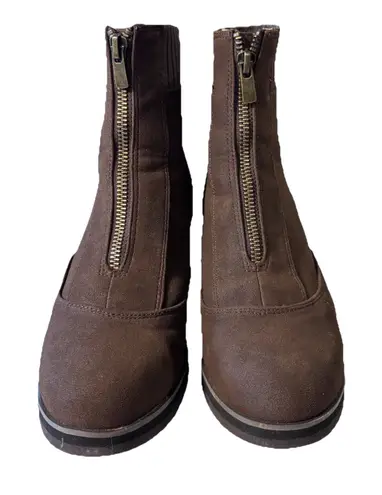 Yellow Box Corado Wedge Brown Ankle Booties with zipper closure in front 7.5 - Image 1