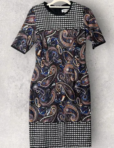 Shelby & Palmer Dress Womens 6 Black Paisley Houndstooth Party Work Casual