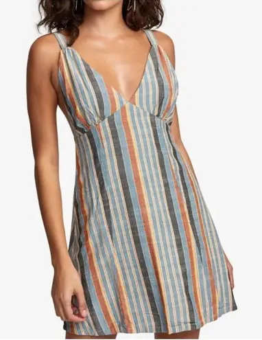 RVCA  striped v-neck 90’s Mellow M/10 lightweight mini dress