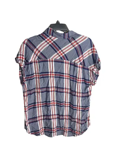 Christopher & Banks Red, White, and Blue Plaid Flannel Button Shirt Wm L