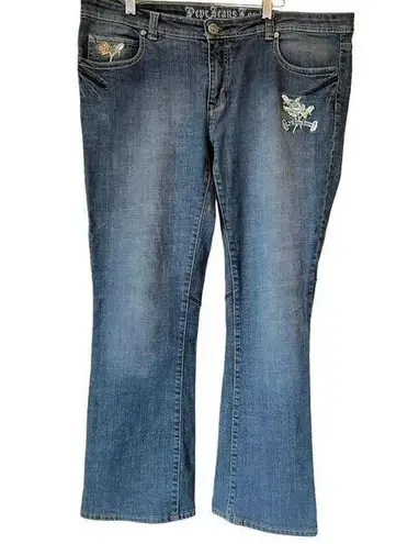 Pepe Jeans Rare London Embroidered Floral Heart and Snake Jeans