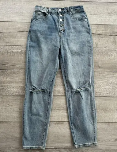 Abound ‎ Button Front Distressed Mom Jeans Sz 28