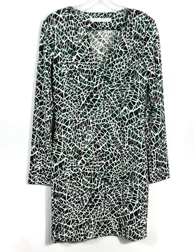 Susana Monaco Green & Black Tile Dot Print Fitted Business Casual Dress Medium M