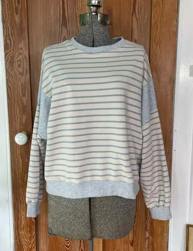 Prómesa Promesa Cozy Stripe Slouchy Cotton Crew Neck Sweater - Size Small