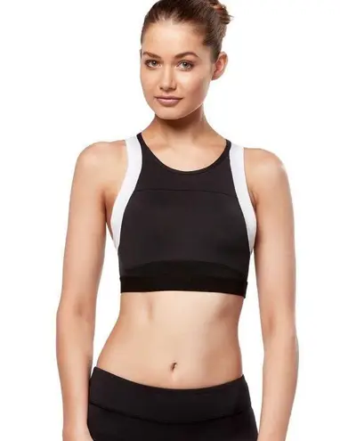 Lilybod NEW S Petta Color Block High Neck Racerback Sports Bra Black White