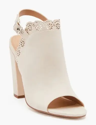 JustFab Daisy Eyelet Heeled Sandal Just Fab Color is Birch white - Image 1