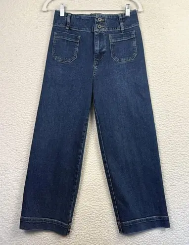 Boden Jeans Womens 26R Blue High Rise Wide Leg Cropped Patch Pocket Denim Pants Size 26