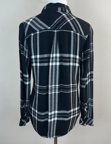 Rails  Hunter Plaid Shirt Womens Medium Button Down Black‎ White Gray Long Sleeve