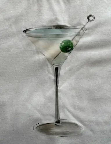 NWOT white graphic martini glass T