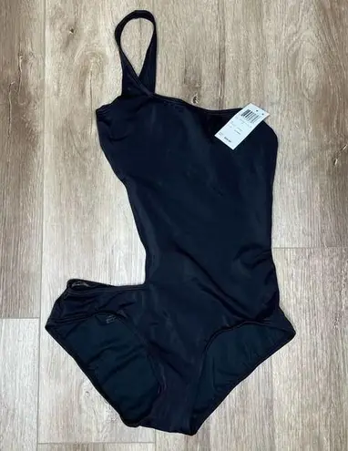 DKNY  Women's Solid Black One Shoulder Open Side/Back One Piece Swimsuit sz 10