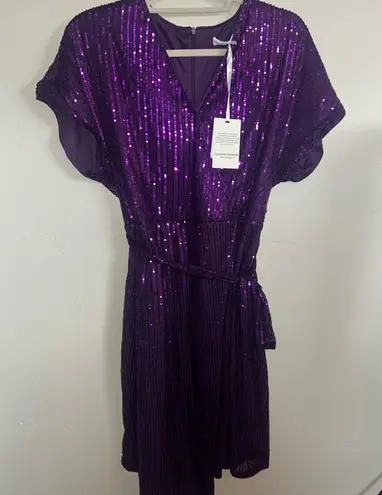 NWT JASAMBAC Women’s Purple Short Sequence Formal dress Sz XL