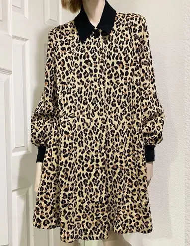 St. John Vintage Separates Leopard Cheetah Animal Print Sweater Dress Coat L