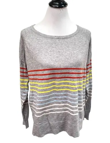 THML Striped Sweater Gray with Multicolor Stripes Size Large