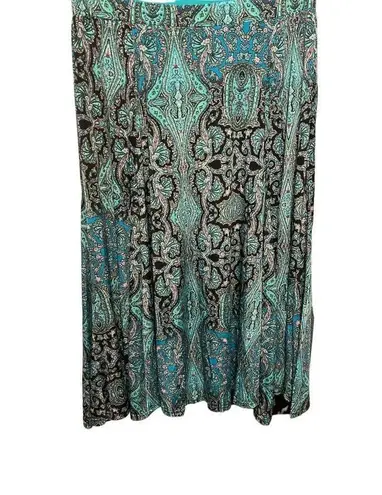 Reborn Cowl Neck Midi Dress Teal Paisley Size 2XL