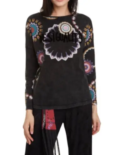 Desigual Black graphic print long sleeve tee