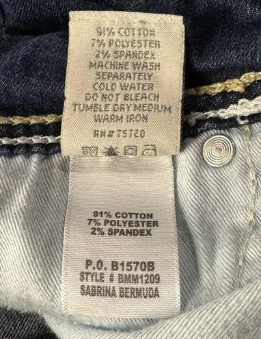 BKE SZ 26 Sabrina Bermuda Jean Shorts Low-Rise Stretch Zip-Fly Distressed Blue