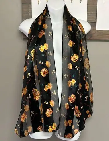 JACK Halloween Black and Orange Pumpkins  O’ Lanterns, Candy Corn Polyester Scarf