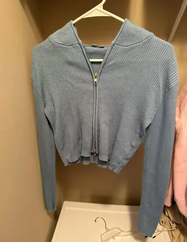 Brandy Melville Blue Zip-Up Hoodie