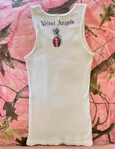 Los Angeles Apparel y2k  velvet angels white tank top