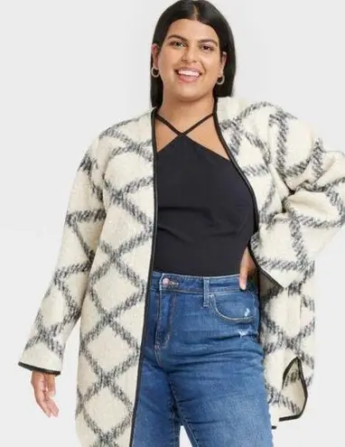 Ava & Viv Women Open Front plaid cardigan jacket 2X NWT Cozy Trendy Boho