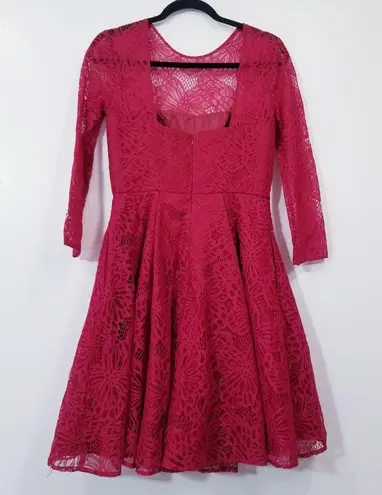ML Monique Lhuillier Red Lace Fit & Flare Dress Size 6
