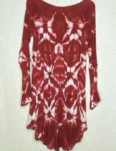 One Teaspoon  Tie Dye High Low Tunic Red