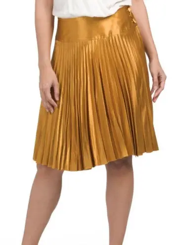 Vertigo Gold Shimmery Holiday Party Pleated Midi Skirt NWT