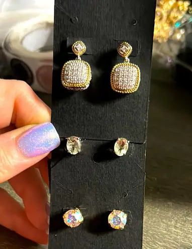 Elegant Gold and Silver Stud Earrings Set