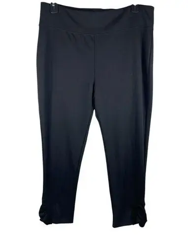 Massini Black Cropped/Ankle Slit Ruffled Opening Thick Leggings 2x EUC