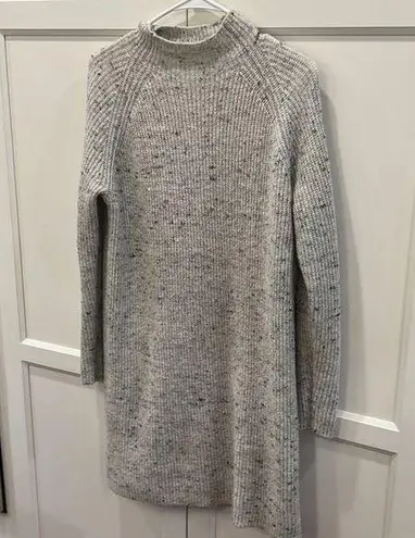 Madewell mockneck size small sweater dress gray ribbed preppy classic comfy cozy