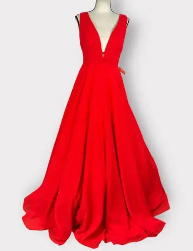 Mac Duggal IEENA for 55379 Red Chiffon A-Line Ballgown Women's Sz 2 NWT