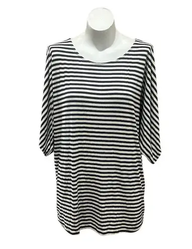 Agnes & Dora Women's XL Black Striped 3/4 Sleeve Top Casual