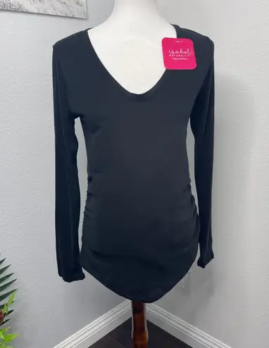 Isabel Maternity Long Sleeve Scoop Neck T Shirt Black XS