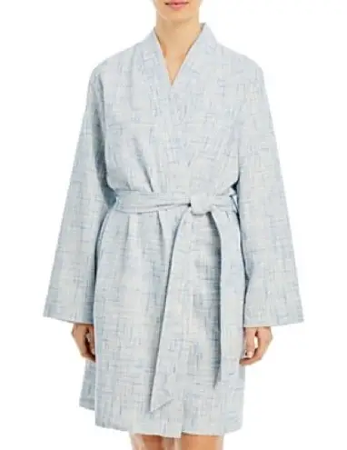 Hudson Park Collection Strié Print Waffle Bathrobe, Blue - Size L/XL New w/Tag