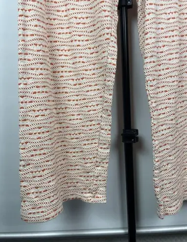 ZARA  Orange Cream Crochet Knit Straight Leg Pull On High Waist Pants Size L